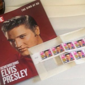 Vintage Elvis stamps never used 7 of them, and Life magazine by Time Inc. 2016